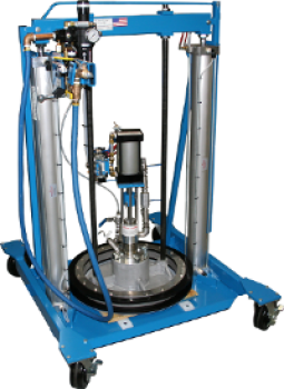 Michael Engineering’s Dual Post Ram reliably dispenses single part sealants, adhesives and other medium to high-viscosity resins. It can dispense from pails or drums to supply a metering system or used to directly feed a dispense head. 